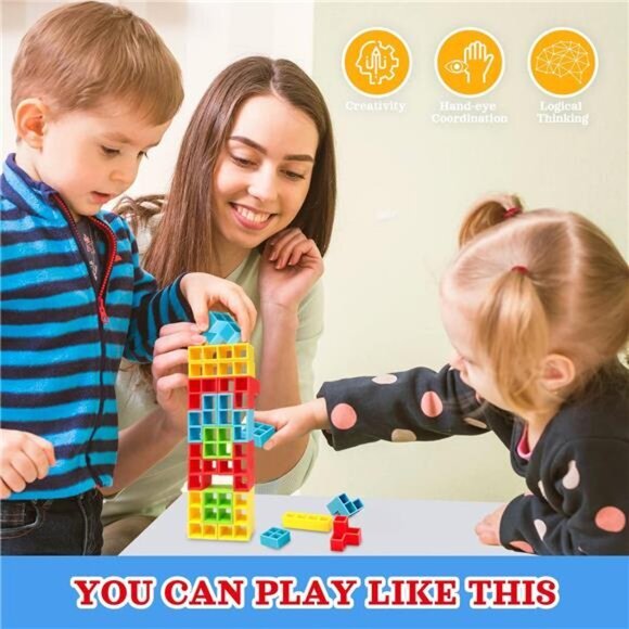 32 Pcs Tetra Balance Tower Stacking Building Blocks Board Game for Kids & Adult - Picture 4 of 5